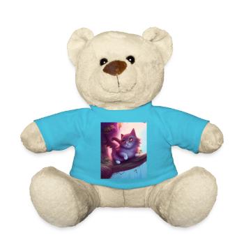 Most likely to take a nap - Valentine Cat - Teddy Bear - atoll blue - Front