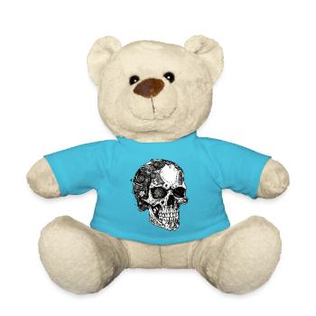 Gruseliger Machinen Totenkopf Schädel im Goth Stil - Teddy - Atollblau - Vorne