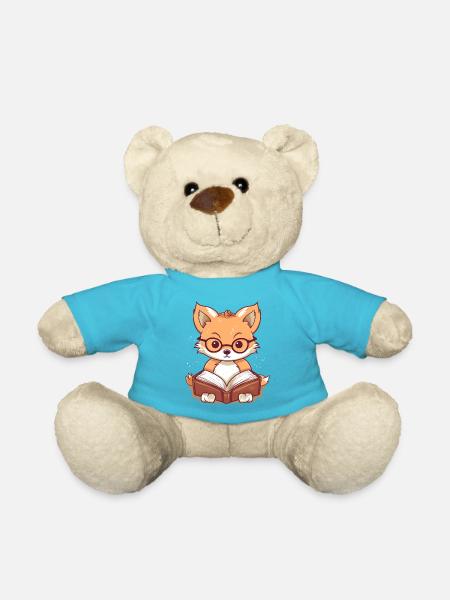 Süßer Fuchs liest ein Buch - Teddy - Atollblau