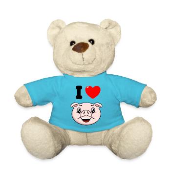 Ich liebe Schwein - Teddy - Atollblau - Vorne