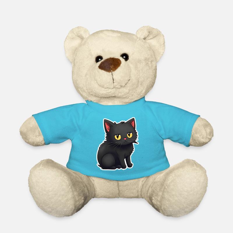Autocollants de chats noirs mignons - Nounours - bleu outremer