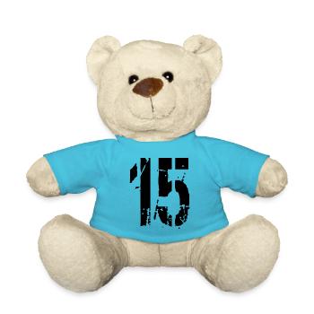 15 Zahl 15 Jahre - Teddy - Atollblau - Vorne