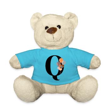 Buchstabe q Geburtstagsballon - Teddy - Atollblau - Vorne