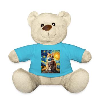 niedliche katze mit fliege kätzchen porträt ölgemälde - Teddy - Atollblau - Vorne