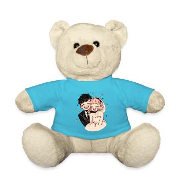 Bride and Groom Wedding Watercolor Anime Chibi - Teddy Bear - atoll blue - Front