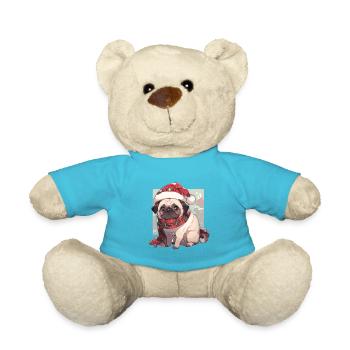 Pug Pug Dog Pug Christmas Pug Xmas - Teddy Bear - atoll blue - Front