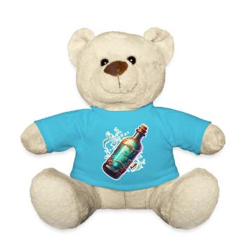 Bouteille magique / Bouchon de liège / eau / bande dessinée - Nounours - bleu outremer - Devant