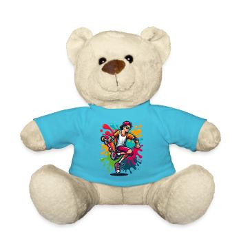 Skateboard with splashes of color - Teddy Bear - atoll blue - Front
