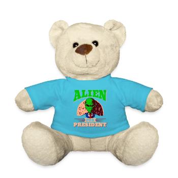 Alien, UFO, UAP, Space, Space Flying Object - Teddy Bear - atoll blue - Front