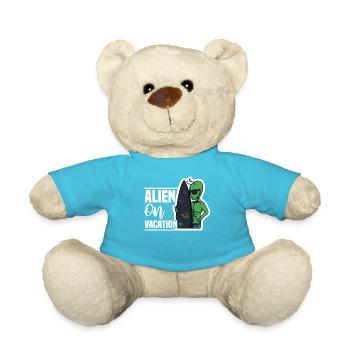 Alien, UFO, UAP, Space, Space Flying Object - Teddy Bear - atoll blue - Front