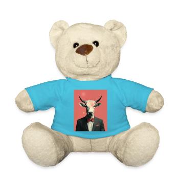 Mann Kuh surreale Collage - Teddy - Atollblau - Vorne
