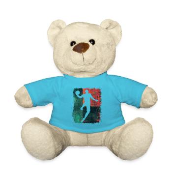 Basketball Basketballer Spieler Fan Vintage Retro - Teddy - Atollblau - Vorne