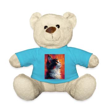 Puntillist Purrfection: Colorful Cat Artwork - Teddy Bear - atoll blue - Front
