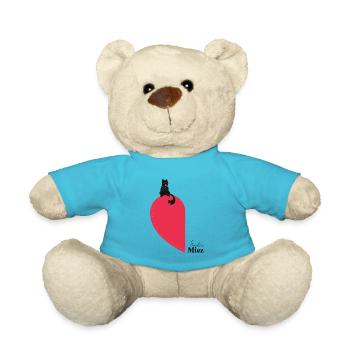 Partnershirt Fräulein Miez Katze auf halbem Herz - Teddy - Atollblau - Vorne