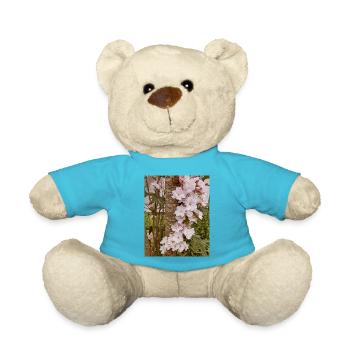 Zarte Kirschblüten auf Baumstamm - Teddy - Atollblau - Vorne
