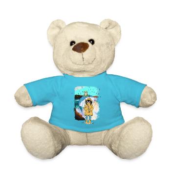 Frosch Mädchen Regen Wetter Kröte Kind - Teddy - Atollblau - Vorne