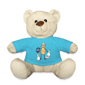 Peanut Early Riser Late Riser Morning Grouch - Teddy Bear - atoll blue - Front