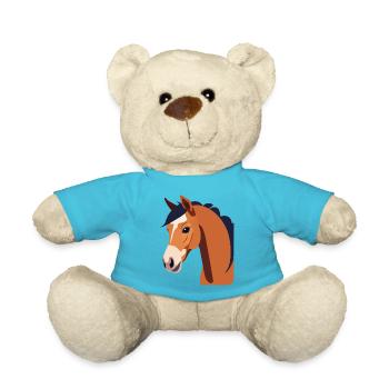 Pferdekopf braunes Pferd - Teddy - Atollblau - Vorne