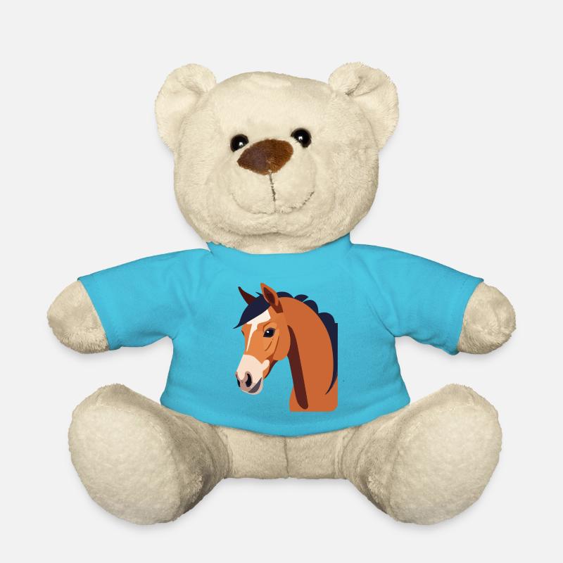 Pferdekopf braunes Pferd - Teddy - Atollblau