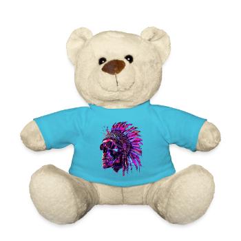 Indian Skull Indian Native American - Teddy Bear - atoll blue - Front
