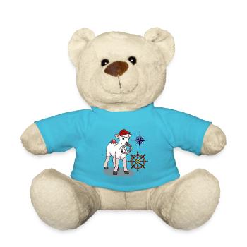 maritim Schaf Schafe Seefahrer Steuerrad Kompass - Teddy - Atollblau - Vorne