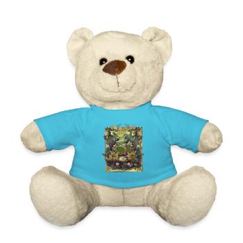Frog Crown King Fairy Tale Kids Baby Animals - Teddy Bear - atoll blue - Front