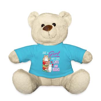 Cats, Cat Lover, Books, Reading, Girl - Teddy Bear - atoll blue - Front