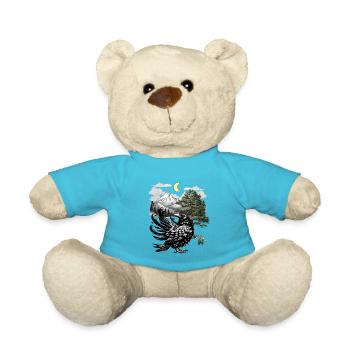 Nature Raven Raven Crow Crows Mountains - Teddy Bear - atoll blue - Front