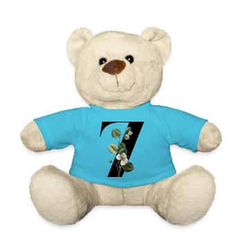 Nummer 7 Blumengrün -7. Blumengeburtstag - Teddy - Atollblau - Vorne