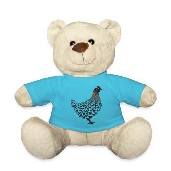silhouettes made from chickens and chicks - Teddy Bear - atoll blue - Front