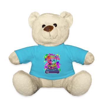 DJ ours, nounours Teddy, dessin animé, musique, concerts festivals - Nounours - bleu outremer - Devant