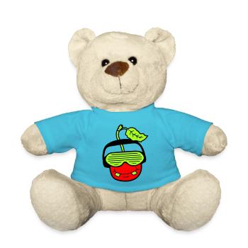 Cherry DJ Fruit Face Grins Party Club Music - Teddy Bear - atoll blue - Front