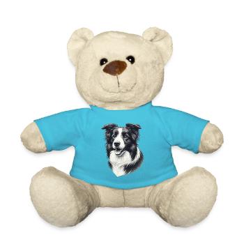 Border Collie Niedlich Hund schwarz weiß - Teddy - Atollblau - Vorne