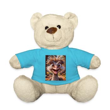 super cute birds around the world – ostrich - Teddy Bear - atoll blue - Front