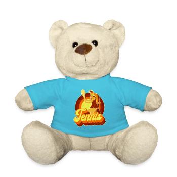 Funny Tennis Player Racket Retro - Teddy - Atollblau - Vorne