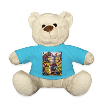 super cute animals on a farm – rabbit - Teddy Bear - atoll blue - Front