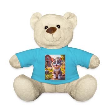 super cute animals on a farm – cat - Teddy Bear - atoll blue - Front