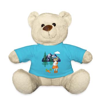 Joyeuses Pâques Fille Lapin Lapin Navets Montagnes - Nounours - bleu outremer - Devant