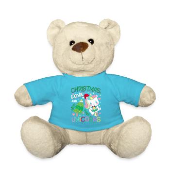 Einhorn Pferde Reitern Weihnachen Liebe Reiten - Teddy - Atollblau - Vorne