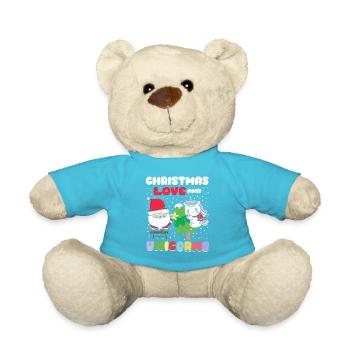 Einhorn Pferde Reitern Weihnachen Liebe Reiten - Teddy - Atollblau - Vorne