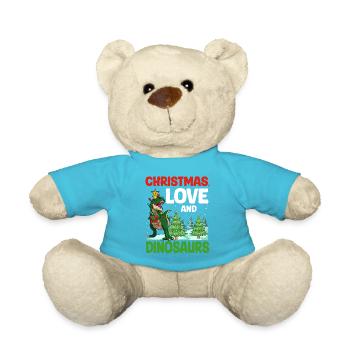 Dino Junge Boy Kinder Weihnachen Liebe Dinosaurier - Teddy - Atollblau - Vorne