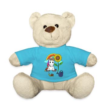 Einhorn Gärtner Sonnenblume Hobbygärtner Schnecke - Teddy - Atollblau - Vorne