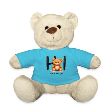 Niedliches Teddy-Motiv – Kindermode mit Herz - Teddy - Atollblau - Vorne