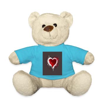 Herz für Kunstliebhaber - Teddy - Atollblau - Vorne