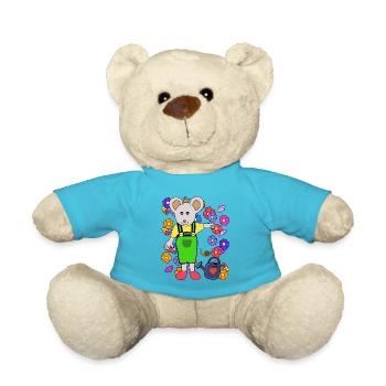 Mouse Gardener Summer Flowers Gardening Kids - Teddy Bear - atoll blue - Front