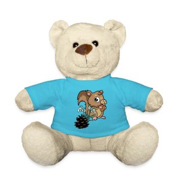 Waldtiere Frühling Eichhörnchen Schneeglöckchen - Teddy - Atollblau - Vorne