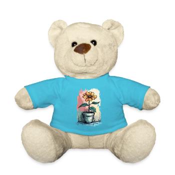 Blooming Beauty – Vintage Floral Motif Floral Top - Teddy Bear - atoll blue - Front