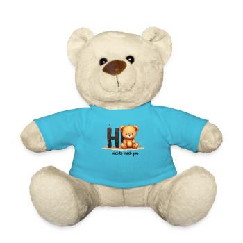 Niedliches Teddy-Motiv – Kindermode mit Herz - Teddy - Atollblau - Vorne