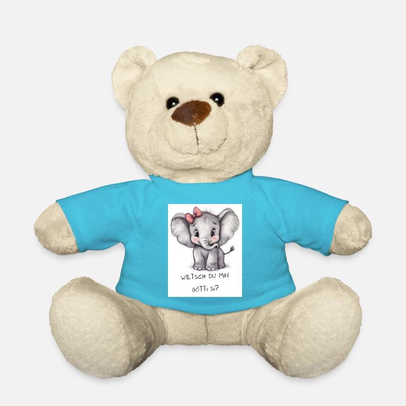 Éléphant « Wetsch du min Götti si ? » – Baby design - Nounours - bleu outremer