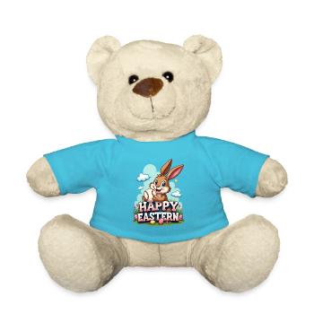 Baseball Happy Eastern Easter Bunny Sport - Teddy Bear - atoll blue - Front
